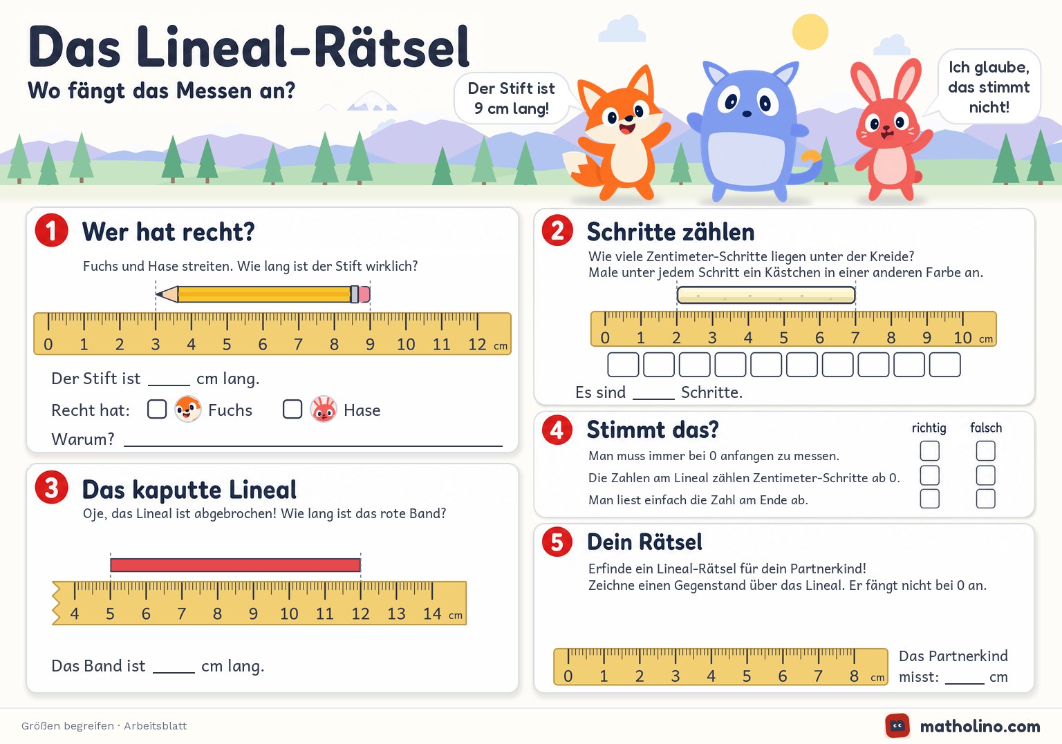 Arbeitsblatt Das Lineal-Rätsel