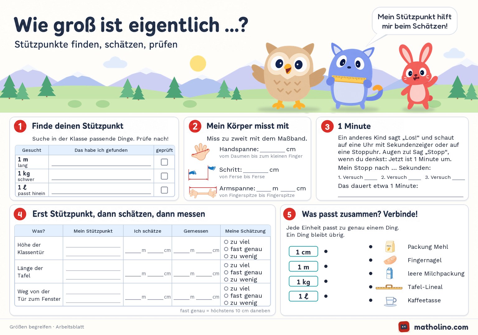 Arbeitsblatt Wie groß ist eigentlich …?
