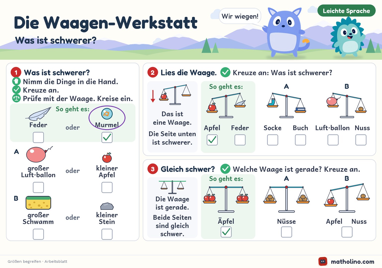 Arbeitsblatt Die Waagen-Werkstatt