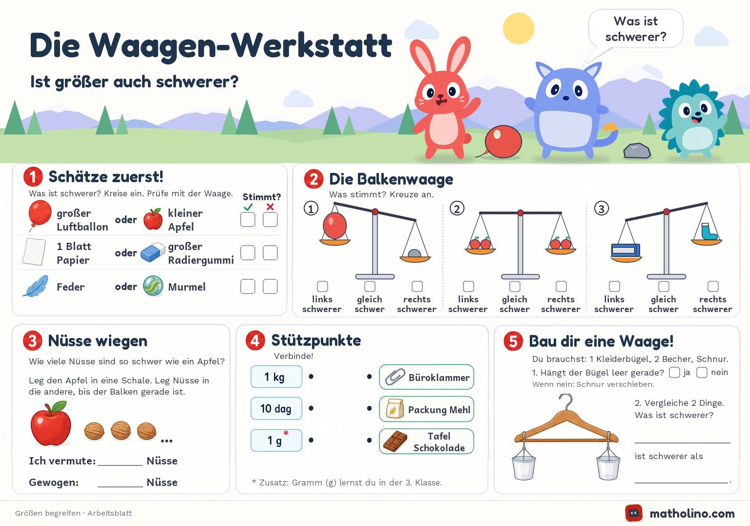 Arbeitsblatt Die Waagen-Werkstatt