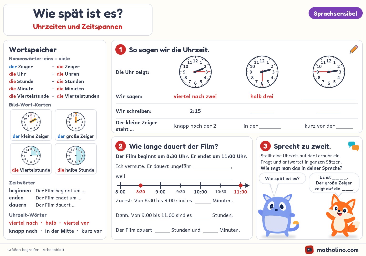 Arbeitsblatt Wie spät ist es?