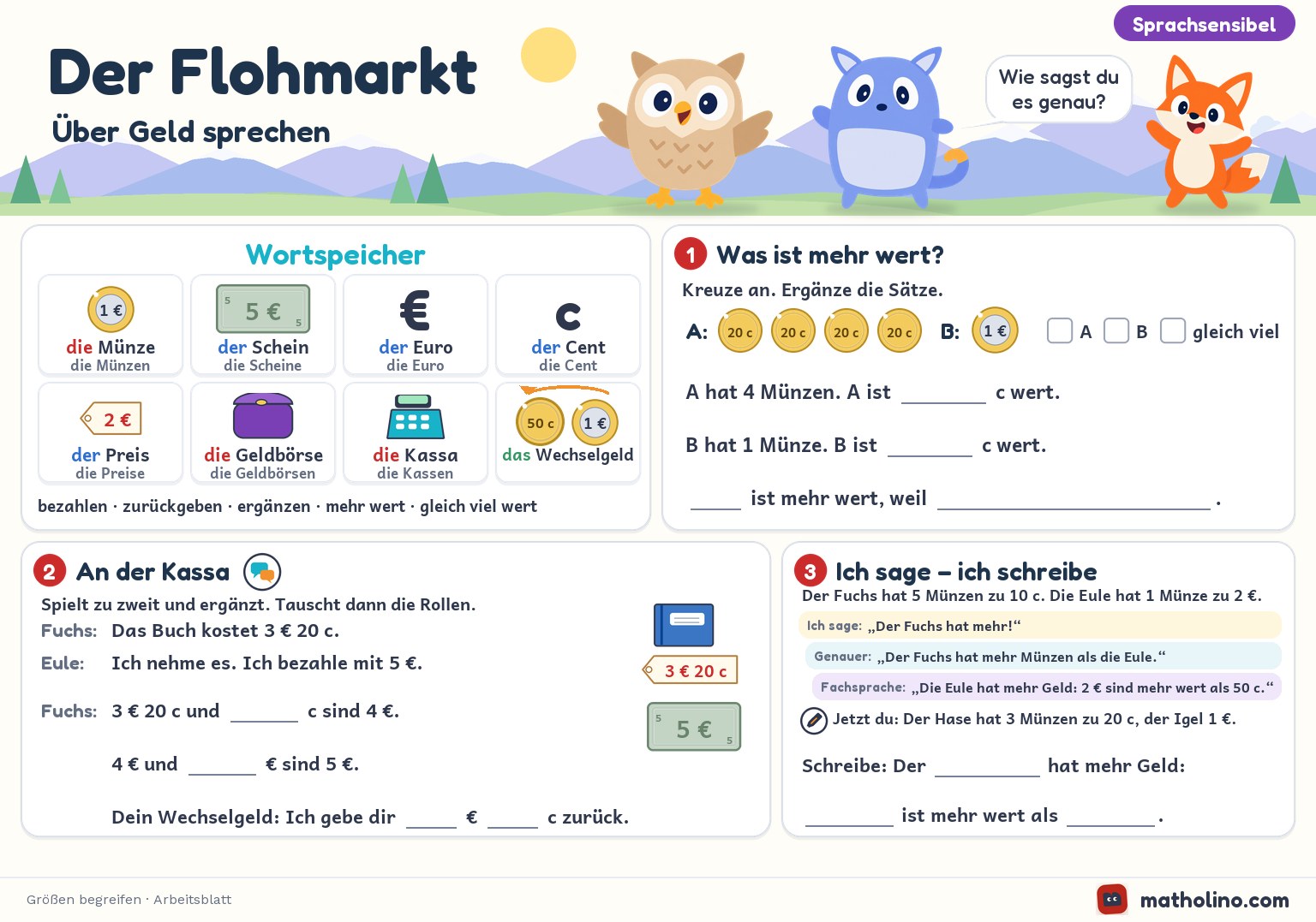 Arbeitsblatt Der Flohmarkt