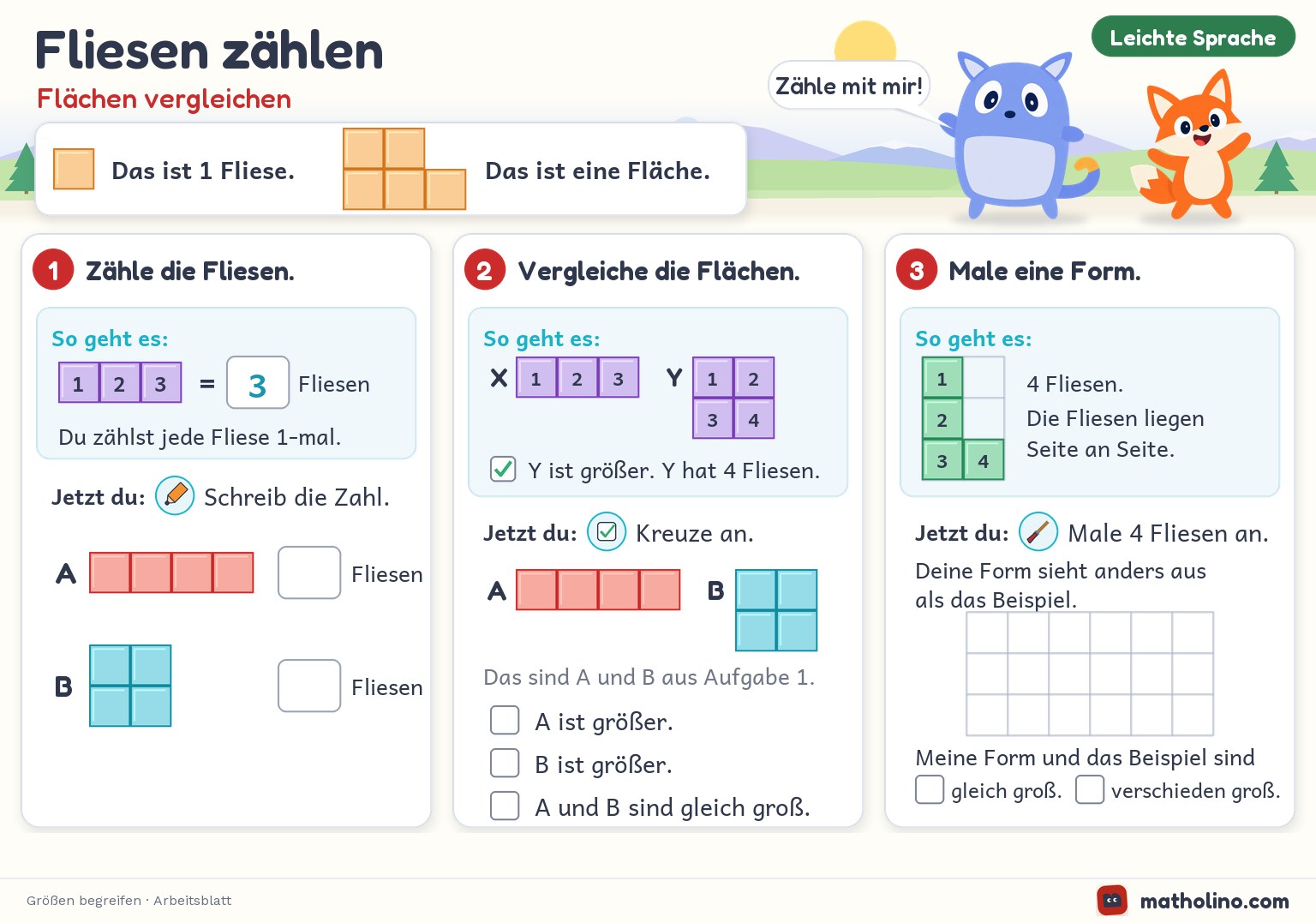 Arbeitsblatt Fliesen zählen