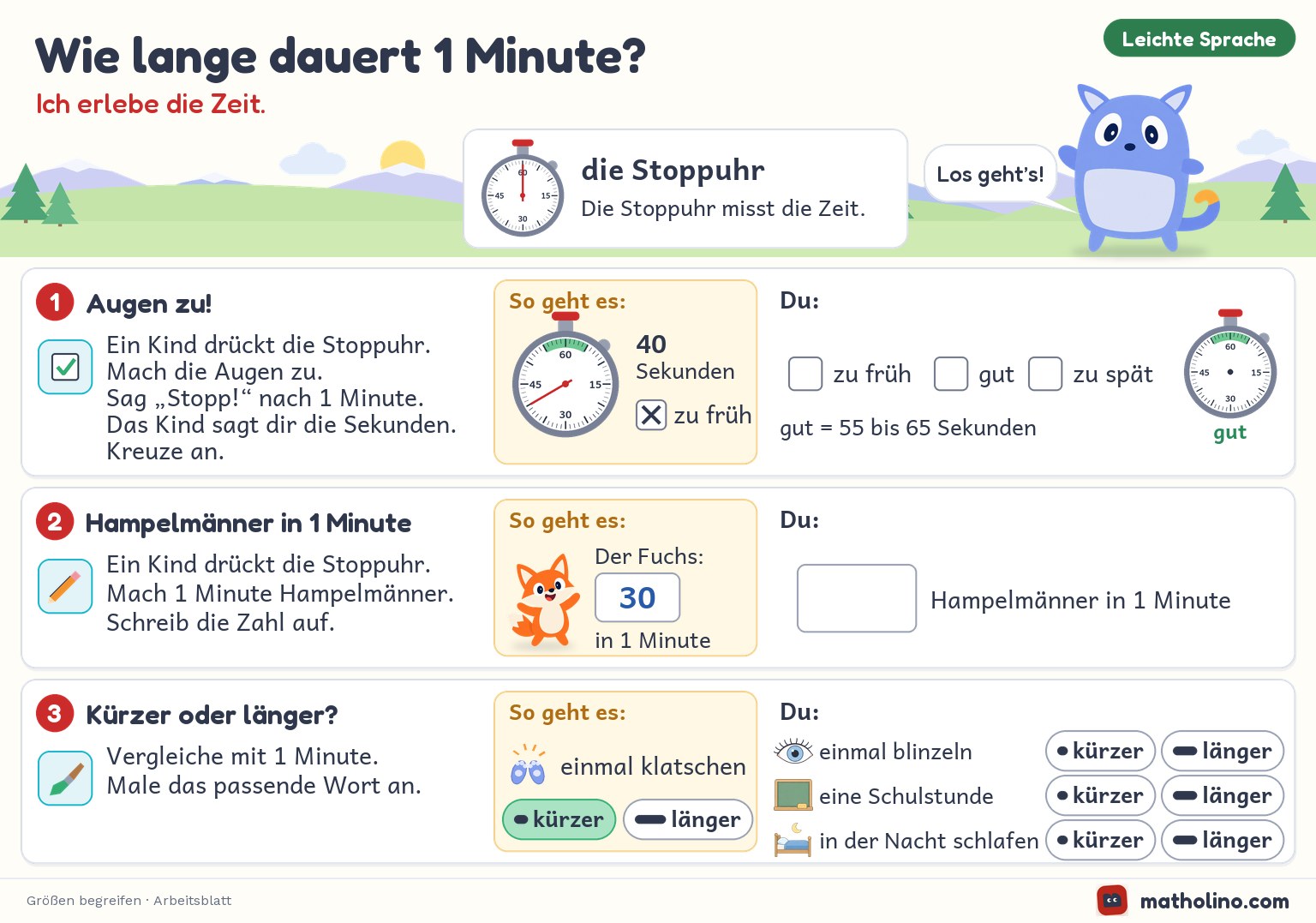 Arbeitsblatt Wie lange dauert 1 Minute?