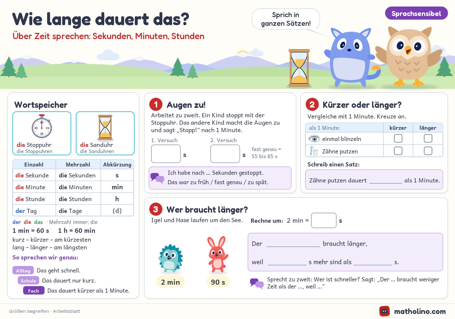 Arbeitsblatt Wie lange dauert das?