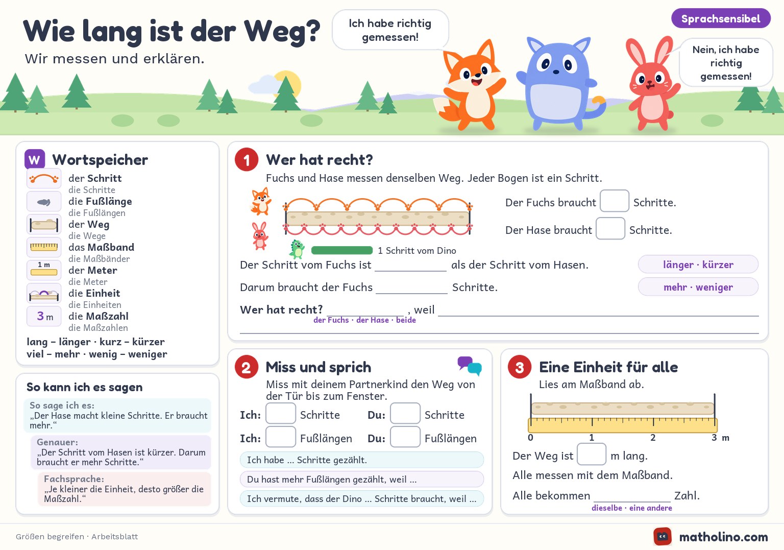 Arbeitsblatt Wie lang ist der Weg?