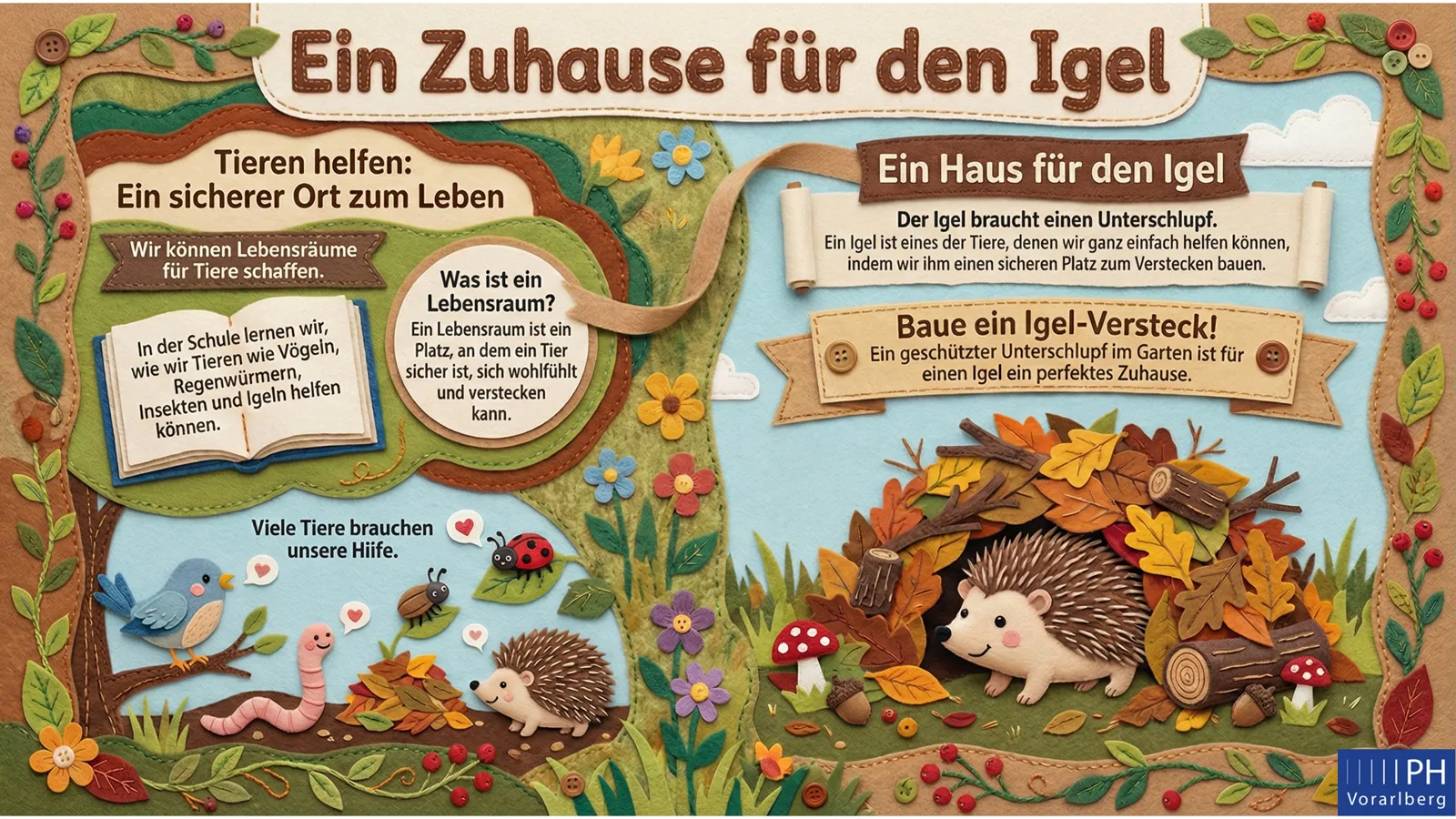 Arbeitsblatt Igel: Lebensraum und Igel-Versteck bauen