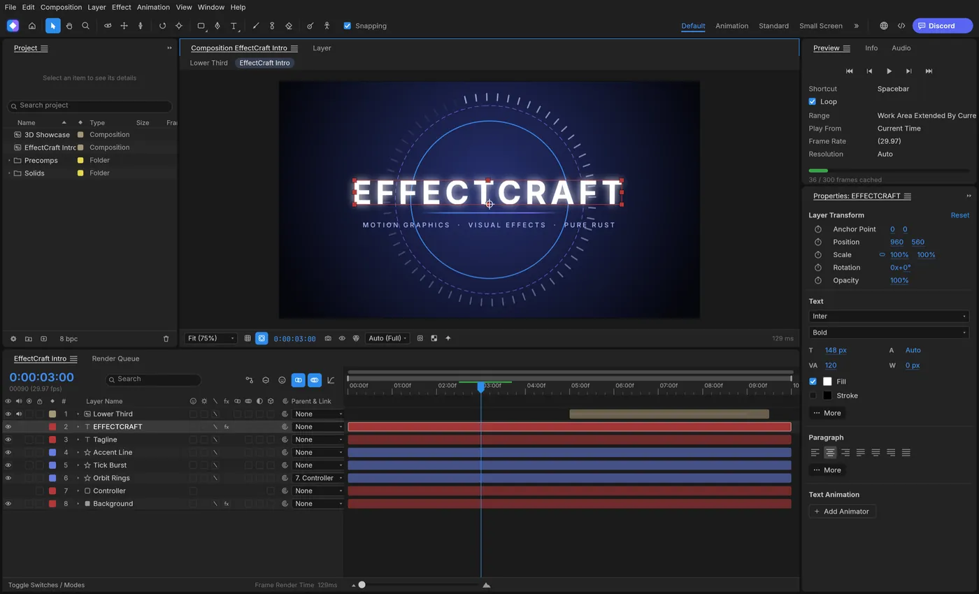 EffectCraft: Animations-Zeitleiste