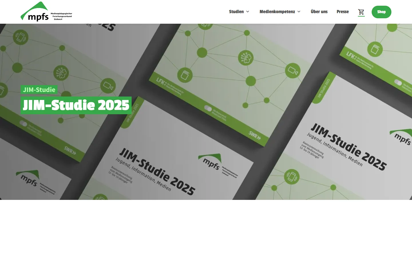 Bildschirmfoto der mpfs-Seite zur JIM-Studie 2025