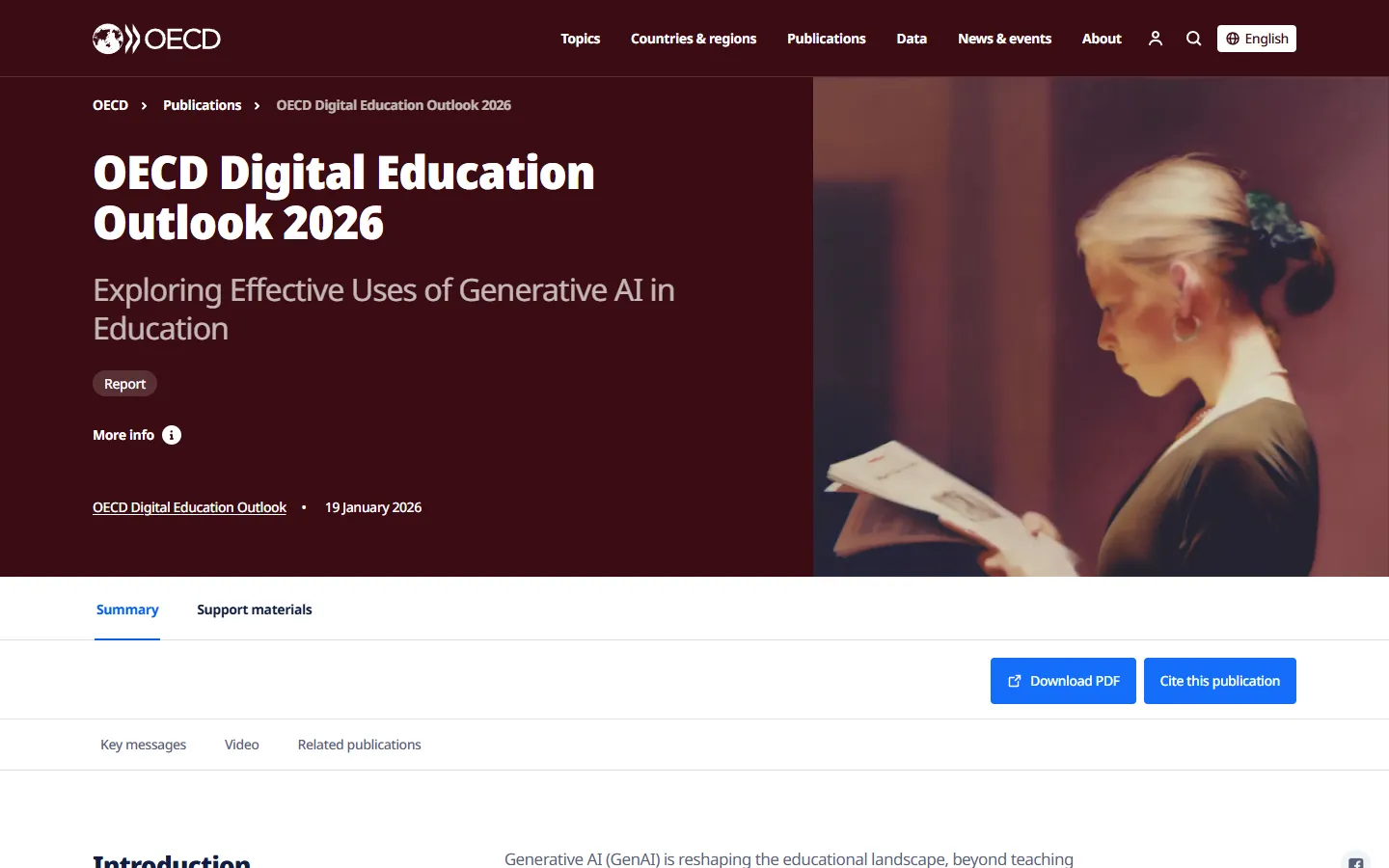 Bildschirmfoto der OECD-Seite zum Digital Education Outlook 2026