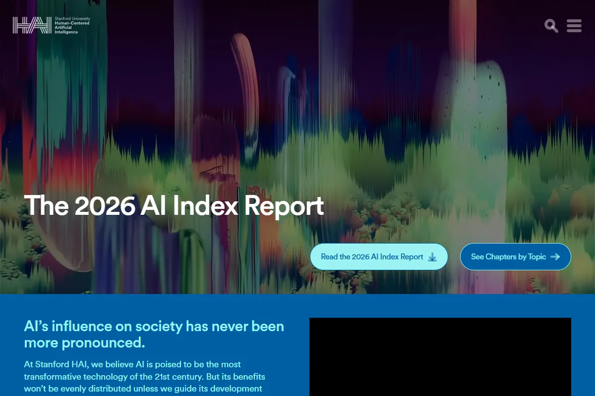 Startseite des AI Index Report 2026 der Stanford University