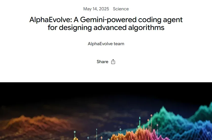 Blogseite von Google DeepMind: AlphaEvolve, ein Gemini-gestützter Programmier-Agent