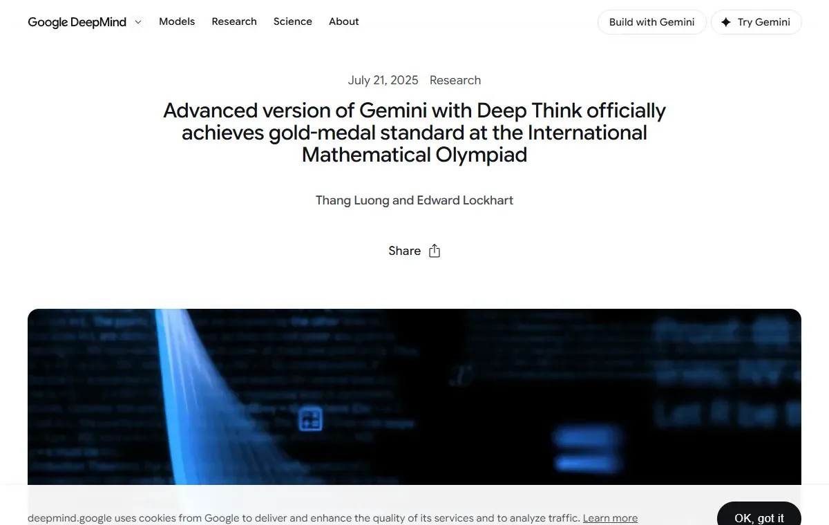 Blogbeitrag von Google DeepMind zur Goldmedaille bei der Mathematik-Olympiade