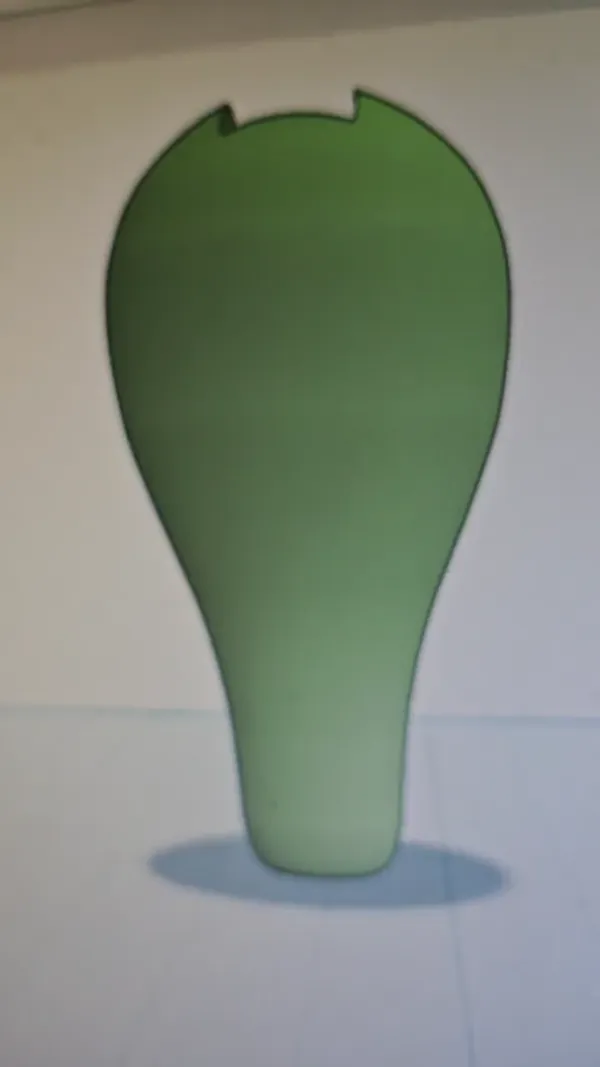 Grünes 3D-Modell eines birnenförmigen Griffs am Bildschirm